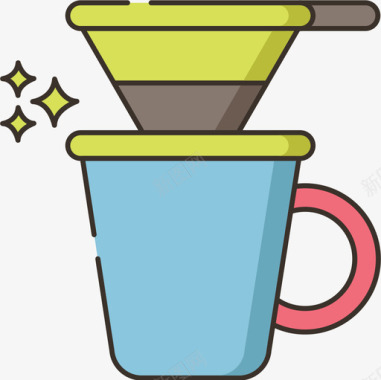 滴水咖啡62线性颜色图标图标