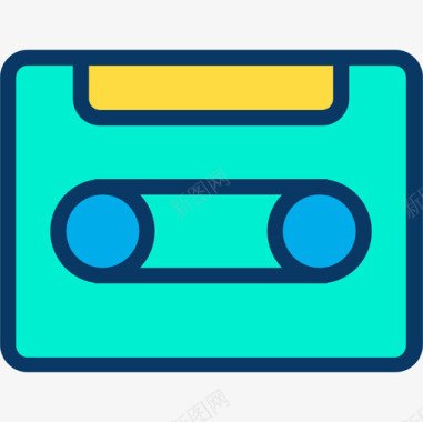 盒式磁带音乐69线性彩色图标图标