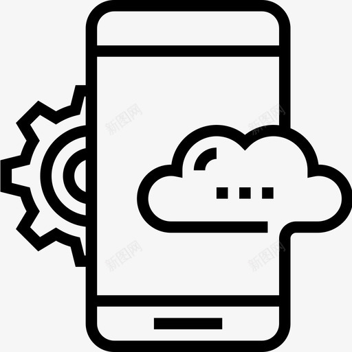 智能手机云服务5线性图标svg_新图网 https://ixintu.com 云服务5 智能手机 线性