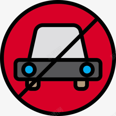 禁止停车酒店和旅游3线性颜色图标图标