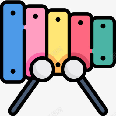 木琴儿童玩具12线性颜色图标图标