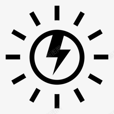 太阳能量电闪电图标图标