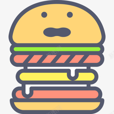 汉堡美食家原色图标图标