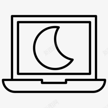 夜间模式笔记本电脑午夜月亮图标图标