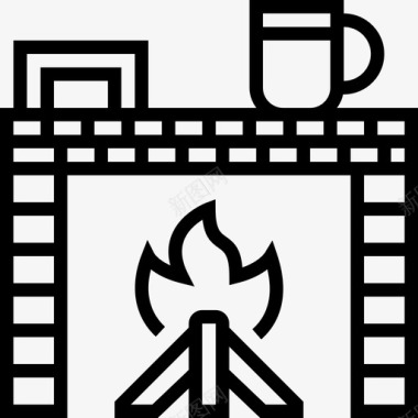 壁炉家庭装饰21线性图标图标