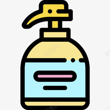 洗发水婴儿淋浴22线性颜色图标图标
