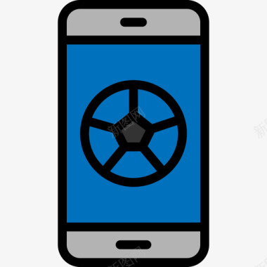 智能手机足球24线性颜色图标图标
