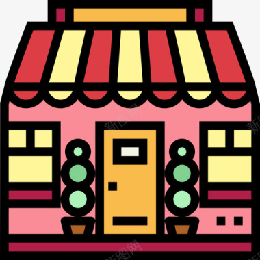 商店晚餐3线性颜色图标图标