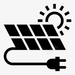 可再太阳能板绿色能源可再生能源图标高清图片