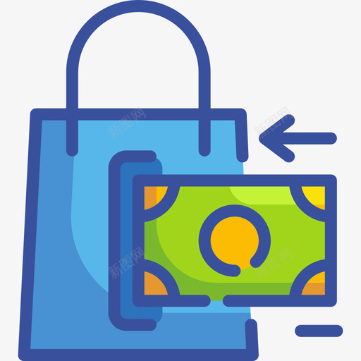 购物袋货币兑换4线性颜色图标svg_新图网 https://ixintu.com 线性颜色 货币兑换4 购物袋
