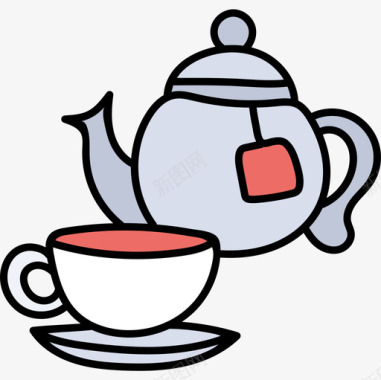 茶面包店63彩色图标图标