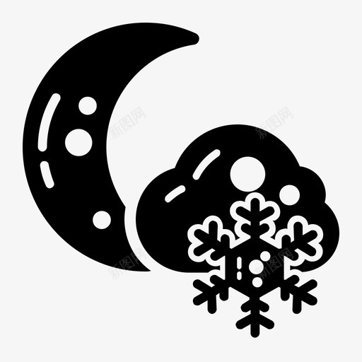 降雪夜晚天气图标svg_新图网 https://ixintu.com 42图标集天气 冬天 夜晚 天气 降雪