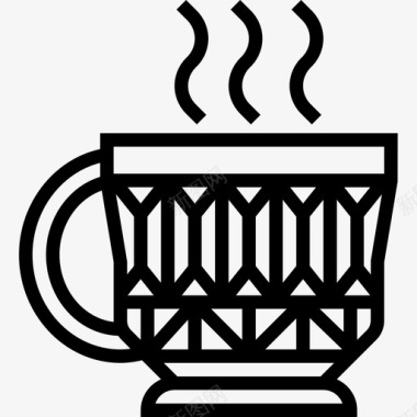 咖啡杯法国符号线性图标图标
