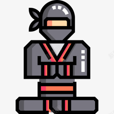 忍者忍者22线性颜色图标图标