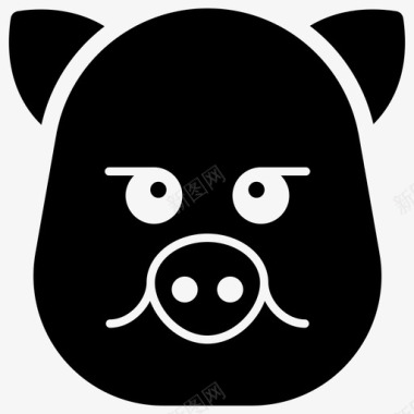悲伤的猪脸侵略性的表情符号表情符号图标图标