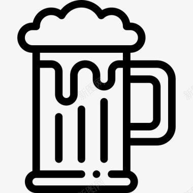 啤酒杯74号餐厅直线型图标图标