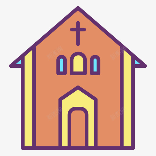 教堂建筑69线性颜色图标svg_新图网 https://ixintu.com 建筑 教堂 线性 颜色