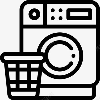 洗衣机空闲时间30线性图标图标