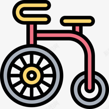 杂技自行车法国符号4线颜色图标图标