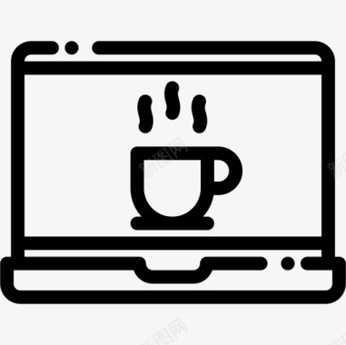 笔记本电脑23号咖啡厅线性图标图标