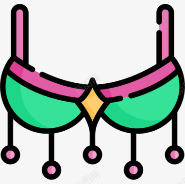 胸罩巴西嘉年华13线性颜色图标图标