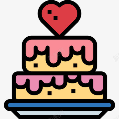 蛋糕蜜月2线性颜色图标图标