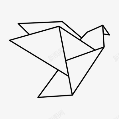 折纸鸟手工艺纸图标图标