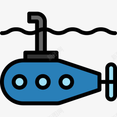潜艇运输100线性颜色图标图标