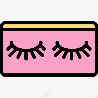 睫毛美容和化妆品4线性颜色图标图标
