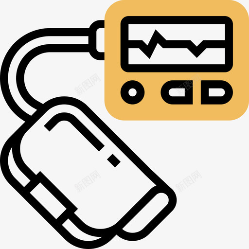 血压计医用162黄影图标svg_新图网 https://ixintu.com 医用162 血压计 黄影