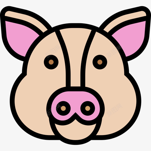 猪动物头4线颜色图标svg_新图网 https://ixintu.com 动物 颜色