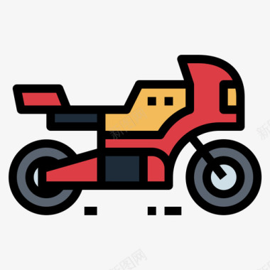 摩托车摩托车7线性颜色图标图标