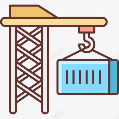 起重机物流69线性颜色图标图标