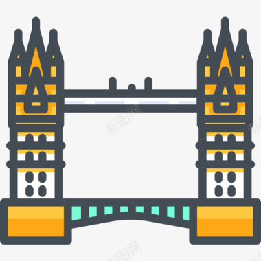 塔桥纪念碑18双色图标图标