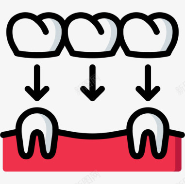 牙冠牙科学8线性颜色图标图标