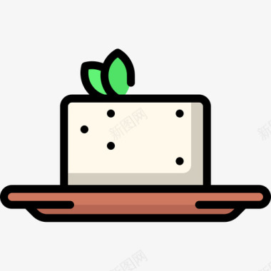 豆腐纯素食品4原色图标图标