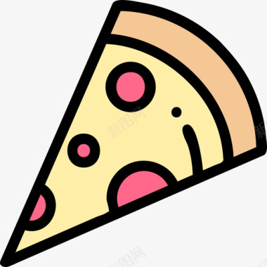 披萨片72派对线性颜色图标图标