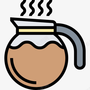 咖啡壶咖啡57线性颜色图标图标