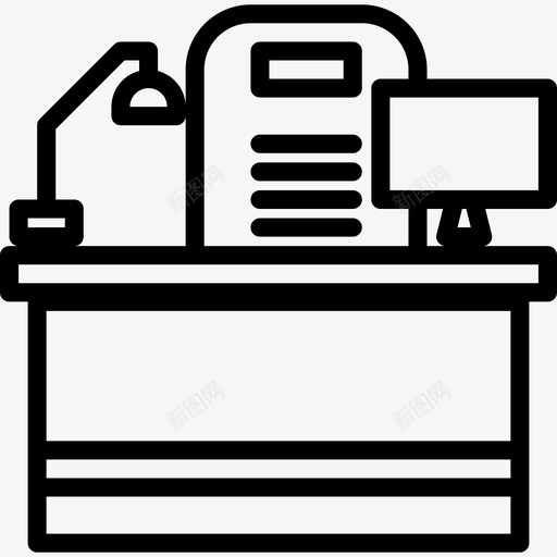 办公桌家具和家居装饰线性图标svg_新图网 https://ixintu.com 办公桌 家具和家居装饰 线性