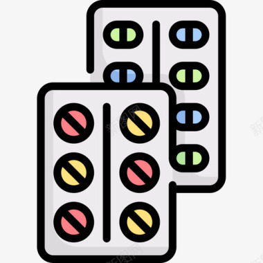 药片急救服务25线性颜色图标图标