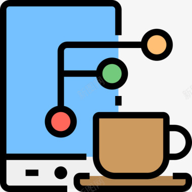 共享咖啡店业务2线性颜色图标图标
