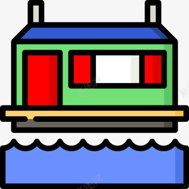 荷兰17号游艇线性颜色图标图标