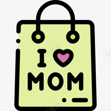 购物袋母亲节20线性颜色图标图标