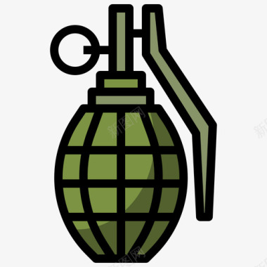 手榴弹核元素3线状颜色图标图标