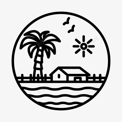 海滩假日房子图标svg_新图网 https://ixintu.com 假日 假期 房子 棕榈树 海滩 海滩图标 海边