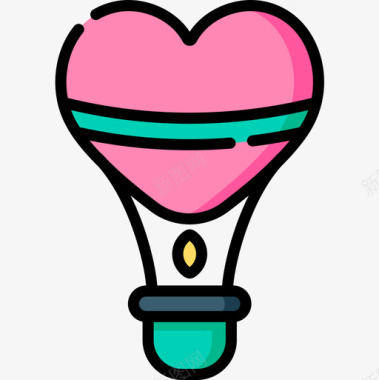 热气球情人节69线性颜色图标图标