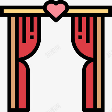 结婚拱门蜜月2线性颜色图标图标