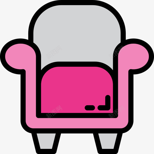 扶手椅家居装饰2线性颜色图标svg_新图网 https://ixintu.com 家居装饰2 扶手椅 线性颜色