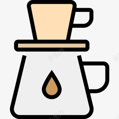 滴水玻璃咖啡店业务2线性颜色图标图标