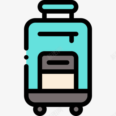 行李家庭33线性颜色图标图标